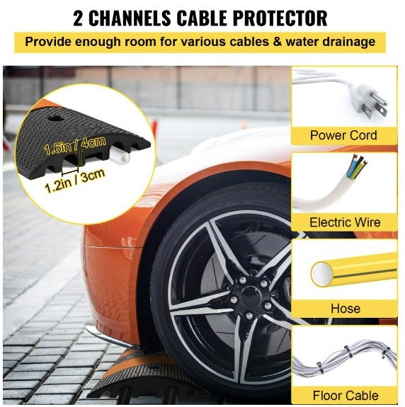 Rampa protectora de cable de entrada para tope de velocidad de goma modular, 6 pies, juego de 2