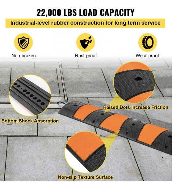 Rampa protectora de cable de entrada para tope de velocidad de goma modular, 6 pies, juego de 2