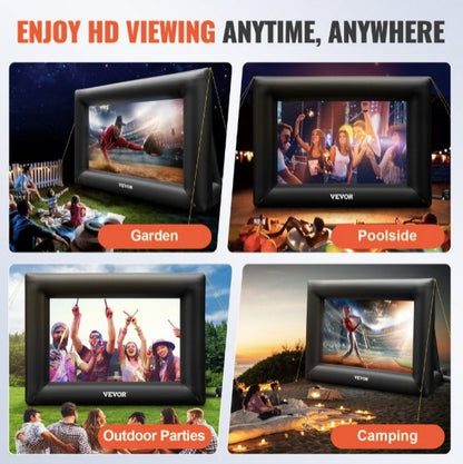 Pantalla de cine inflable Pantalla de proyector inflable de 24 pies para exteriores con soplador de aire de 360 W Pantalla inflable Material de tela Oxford Pantalla de soplado para películas al aire libre Soporta proyección frontal/trasera