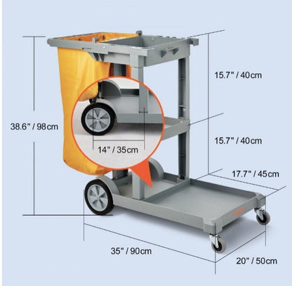 Carro de limpieza VEVOR Janitorial Trolley con bolsa de PVC para oficina de limpieza