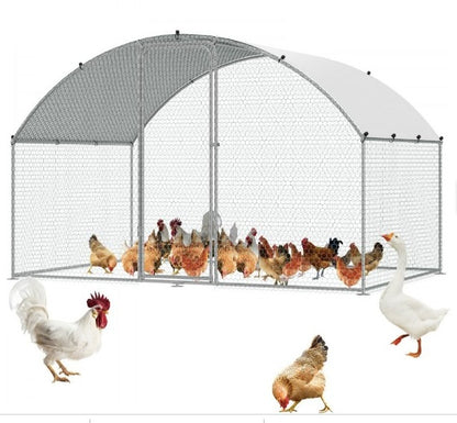 Gallinero VEVOR, 9.8x6.5x6.5ft Walk-in Large Metal Chicken Corral para patio con cubierta impermeable, gallinero con techo Doom con cerradura de seguridad para exteriores y patio trasero, granja, jaula para patos y conejos