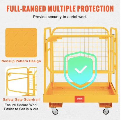 Jaula de seguridad para montacargas, capacidad de carga de 1200 libras, plataforma de trabajo plegable para montacargas de 36 x 36