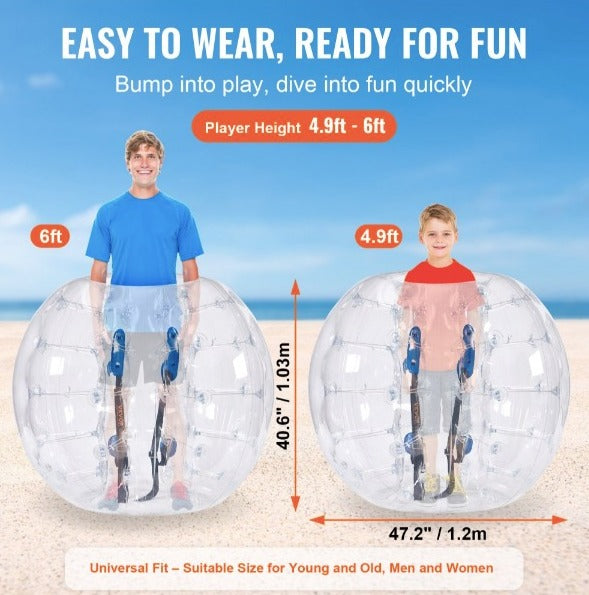 Bolas inflables de parachoques, paquete de 2, bolas de sumo Zorb de cuerpo de 4 pies/1,2 m