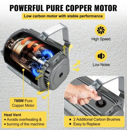 Flex Shaft Grinder 780W Herramienta rotativa 500-23000RPM Rotary Carver con mandril de 3 mordazas de 1/4 "y pedal de velocidad continua Máquina de molienda colgante 131PCS Accesorios para pulido de joyas