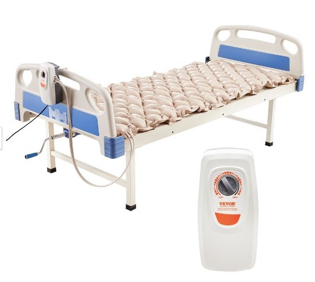 Colchón de presión de aire alterna, colchón de aire ajustable de presión de 5 niveles para úlceras por cama, almohadilla de presión alterna de PVC de grado médico con bomba ultra silenciosa para uso doméstico/hospital, carga de 350 libras