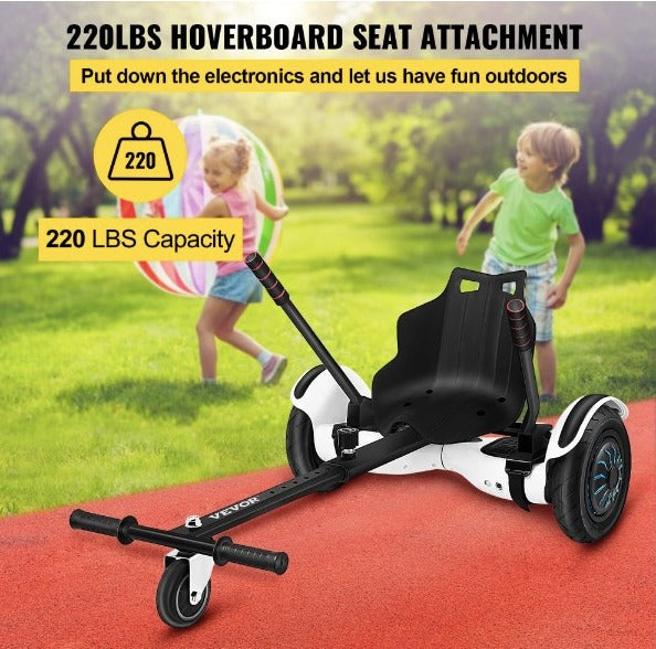 Hoverboard Seat Attachment 6.5" 8" 10" Hoverboard Go-Kart Attachment para niños y adultos con marco de longitud ajustable