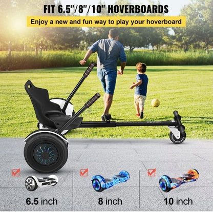 Hoverboard Seat Attachment 6.5" 8" 10" Hoverboard Go-Kart Attachment para niños y adultos con marco de longitud ajustable